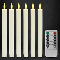 Dixmas 6 Stück LED Stabkerzen mit Fernbedienung Flammenlose Tafelkerzen mit Timerfunktion, LED Kerzen Perfect für Weihnachten, Streifenmuster, Warmweiß