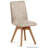 58 aufm Kessel Esszimmerstuhl Küchenstuhl drehbar (2er-Set) Donni 47x92x60 Eiche geölt/Marsala (Lieferung bis Verwendungsstelle, 8 St), Stabiles Gestell aus Massivholz pflegeleichter Bezug aus Microfaser beige