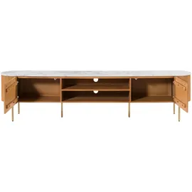 MASSIVMOEBEL24.DE Barcelona TV-Board 220x36x51 Natur Lackiert/Marmor Weiß Metall/Massivholz