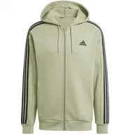 Adidas Herren Essentials Fleece 3-Stripes Full-Zip Hoodie, Tent Green F16/BLACK, L