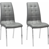 Inosign 4-Fußstuhl INOSIGN "Lila" Stühle Gr. B/H/T: 43 cm x 98 cm x 60 cm, 2 St., Kunstleder, Metall, grau (grau, silberfarben) 4-Fuß-Stühle (2 Stück) Bezug in Kunstleder, verchromtes Metallgestell
