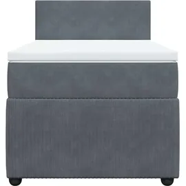vidaXL Boxspringbett mit Matratze Dunkelgrau 90x200 cm Samt - Grau
