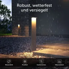 doporro Außenleuchte Aluminium/Edelstahl/Glas 10x6x60 cm IP65 wetterfest 6W 3000K Sandgrau dunkel
