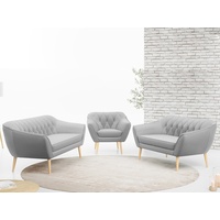 MKS MÖBEL Sofa PIRS 3 2 1, Moderne Sofa Set, Skandinavische Deko grau