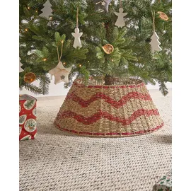 Beliani Weihnachtsbaumkragen HIVER Seegras Rot 51 cm