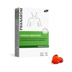 PRANARÔM - Aromaforce Capsules Bronches Compléments Alimentaires Aux Huiles Essentielles Menthe Poivrée Bon pour des voies respiratoires saines 100% Bio 30 Capsule(S) pc(s)