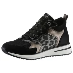 Keilsneaker REMONTE, Damen, Gr. 39, gold (schwarz, goldfarben), Textil, Lederimitat, sportlich, Schuhe, Freizeitschuh, High-Top-Sneaker, Schnürer, Innenreißverschluss