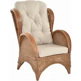 Krines Home Relaxsessel Ohrensessel Hochlehnsessel Rattan/Fernsehsessel Wohnzimmer/Rattanmöbel, Bequem, Breite Armlehnen braun