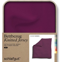 SCHLAFGUT Knitted Jersey Bettwäsche 200x200cm Bettdecke Bezug einzeln, Purple Deep Uni, weich und faltenfrei mit Elasthan