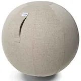 VLUV SOVA Stoff-Sitzball 60-65cm, ergonomisches Sitzmöbel, atmungsaktiv und langlebig, mit Tragegriff und Bodenring, inkl. Handpumpe, Farbe: Toffee (beige)