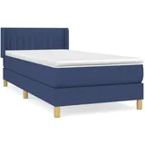 vidaXL Boxspringbett mit Matratze Blau 100x200 cm Stoff