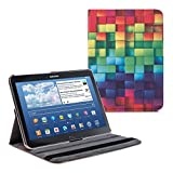 kwmobile Schutzhülle kompatibel mit Samsung Galaxy Tab 4 10.1 T530 / T535 - Hülle 360° - Tablet Cover Case - Regenbogen Würfel Mehrfarbig Grün Blau