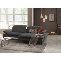 W.Schillig Ecksofa »enjoy&MORE, Designsofa, elegant und bequem, L-Form«, Sitztiefenverstellung, Füße schwarz pulverbeschichtet, Breite 294 cm grau