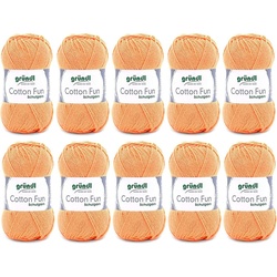 Gründl Cotton Fun Baumwollgarn 10x50g Strickgarn Häkelgarn Baumwolle Häkelwolle, (500g Paket, Nadelstärke 3 – 4 mm), 100% Baumwolle orange