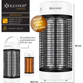 Kesser KESSER® Standheizstrahler Infrarotheizung, Heizstrahler Energieeffiziente Heizung Innenraum mit 360° Oszillation, Infrarotheizung Standgerät, Elektroheizung mit IP55, Terrassen-Heizstrahler