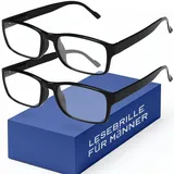 Gaoye 2er-Pack Lesebrillen +3.5 – Blaulichtfilter, UV-Schutz – Lesebrillen mit rechteckigen Fassungen