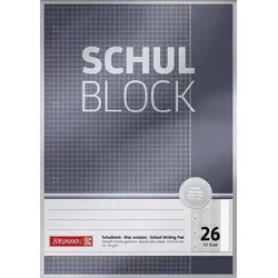 BRUNNEN 1052626 Block Premium „Schulblock“ A4 kariert, mit Rand, Lin. 26