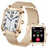 TAYSHILEY Smartwatch für Damen, 1,59 Zoll Full Touch Mit Weiblicher Gesundheitsverfolgung, Fitness Tracker Pulsmesser, Wasserdichte Sport-Uhr für Android iOS (Gold Mesh RT-i98)