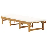 vidaXL Klappbare Sonnenliege 200 x 61 x 86 cm Naturholz/Cremeweiß