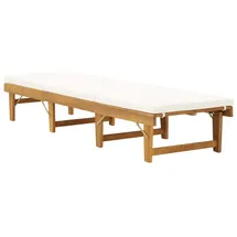 vidaXL Klappbare Sonnenliege 200 x 61 x 86 cm Naturholz/Cremeweiß