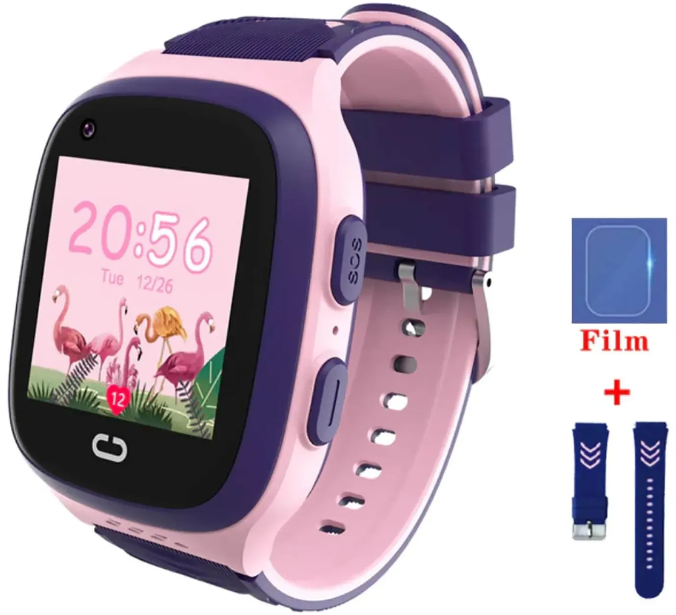 TPFNet Smart Watch für Kinder - IP67 - Silikon Armband - Android & IOS - Schwarz