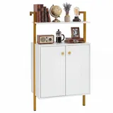 COSTWAY Bücherregal, Standregal mit 2-türiger Schrank Wandmontage 29,5x53x96cm weiß