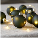 MARELIDA LED Lichterkette Weihnachtskugeln Christbaumkugel Timer Batterie Deko grün 1,6m - - - gr√on