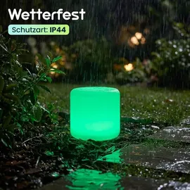 ideoon lights Moderne LED Solar Zylindrische Tischlampe 27,0 cm inkl. Erdspiess RGBW Farbwechsel weiß