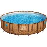 BESTWAY Bestway® Power SteelTM Swim Vista SeriesTM Ersatz Frame Pool ohne Zubehör Ø 549 x 122 cm, Holz-Optik (Pinie), rund