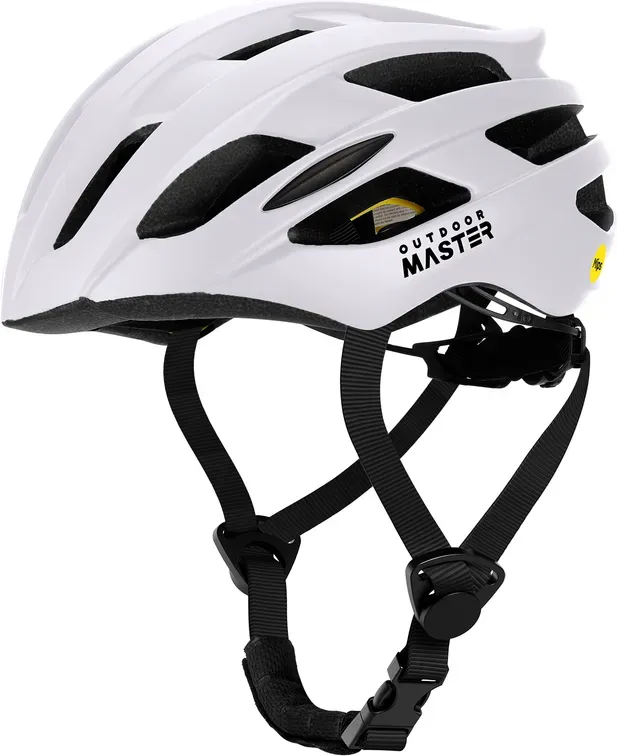 OutdoorMaster Erwachsene MIPS Rennradhelm Weiß Größe M