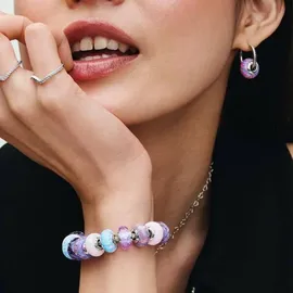Pandora Wellenförmiges Lavendelblaues Murano-Glas Charm Silber 798875C00