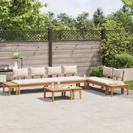vidaXL Gartensofa-Set 5-tlg. braun/creme