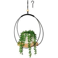 Belle Vous Makramee Blumenampel mit hölzernen Basis - H107cm