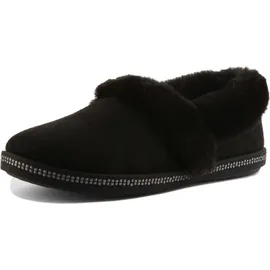 SKECHERS Cozy Campfire Team Toasty Slippers, Black Microfiber/Faux Fur Line, 39