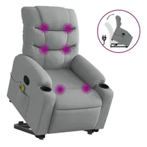 vidaXL Massagesessel mit Aufstehhilfe Hellgrau Stoff