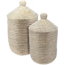 well home mobiliario & decoración Well Home Set mit 2 Wäschekörben mit Deckel, Ø 27 cm, Ø 33,5 cm