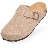 BOnova Wesel: Filzpantoffel in beige, Größe 47. Hausschuhe aus weichem Wollfilz, mit Kork-Fußbett, hergestellt in der EU - 47 EU