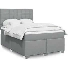 vidaXL Boxspringbett mit Matratze Hellgrau 140x200 cm Stoff