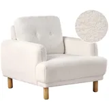 Beliani Sessel, Weiß, Hellbraun, 88x85x90 cm, Wohnzimmer, Sessel, Polstersessel