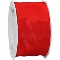 Präsent Lyon Band mit Drahtkante rot, 25 m Dekoband zum Verzieren & Basteln, 60 mm Breite, leicht biegsames Schleifenband, für Festliche Dekos zu besonderen Anlässen