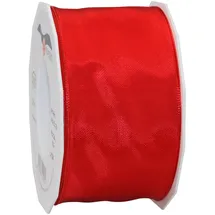 Präsent Lyon Band mit Drahtkante rot, 25 m Dekoband zum Verzieren & Basteln, 60 mm Breite, leicht biegsames Schleifenband, für Festliche Dekos zu besonderen Anlässen
