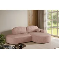Fun Möbel Ecksofa Schlafsofa Sofa FUN CASTIGO mit Ottomane in Stoff Poso, Rundumbezug rosa