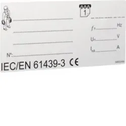 Hager VZ123CE Typenschild IEC / EN 61439-3