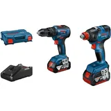 Bosch Professional 18V System Combo Kit: Drehschlagschrauber GDX 18V-200 + Schlagbohrschrauber GSB 18V-55 (inkl. 2x 4.0Ah GBA 18V Akku, Schnellladegerät GAL 18V-40, L-Case)