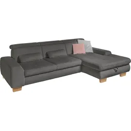 Set One by Musterring Ecksofa, grau (anthrazit), SET ONE BY MUSTERRING, Sofas, B/H/T: 307cm x 86cm x 195cm, Cord, Ottomane rechts, Sitzhöhe 49cm,Sitztiefenverstellung im 3-Sitzer,ohne Kopfteilverstellung,ohne Bettfunktion,ohne Bettkasten, 88% Polyester;12% Polyamid, Ecksofa,