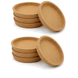Korkuntersetzer Rund mit Rand, 10cm Kork Untersetzer Absorbierende HitzebestäNdige Runde Kork Untersetzer für BüRo Küche und Esstisch, Holz Matte Tischoberflächenschutz für Meisten Tassen (8PCs)