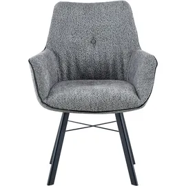 Kayoom Armlehnstuhl KAYOOM "Stuhl Allie 125, mit Armlehne, 180 drehbar, mit Rückholautomatik", grau, B:64cm H:91cm T:61cm, 100% Polyester, Gestell: Eisen, Stühle, Armlehnstuhl, 180-drehbar mit Auto-Rückholfunktion,einfaches Aufstehen mit Armlehne