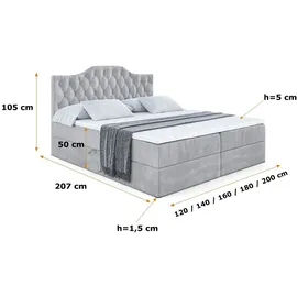 altdecor BOXBETT mit Matratze und Lattenrost, - VILA-1 - 160x200 cm - H4 - Hellgrau