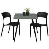 58 aufm Kessel Bartisch Ekaterina 70 x 70 x 75 cm Schwarz matt/Pinie Grün matt