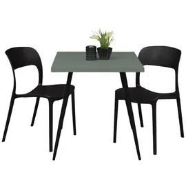 58 aufm Kessel Bartisch Ekaterina 70 x 70 x 75 cm Schwarz matt/Pinie Grün matt